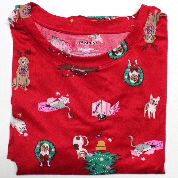 Joyspun L-XL Large - XLarge Short Sleeve Dogs & Cats Christmas Gown With Pockets - Picture 12 of 12